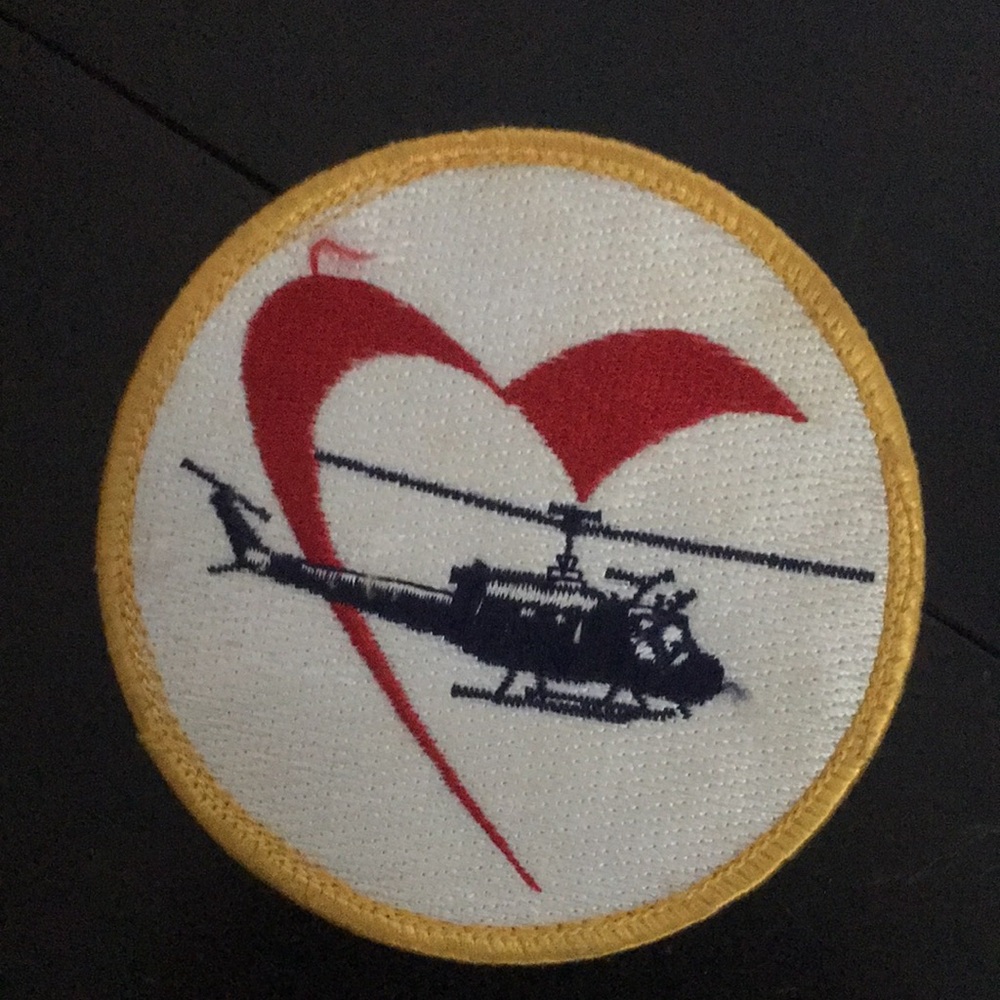 Vintage Helicopter Patch with Red Heart Accent